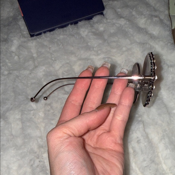 Fendi Round Sunglasses with Crystal Accents in Rose Gold and Silver - Picture 6 of 9